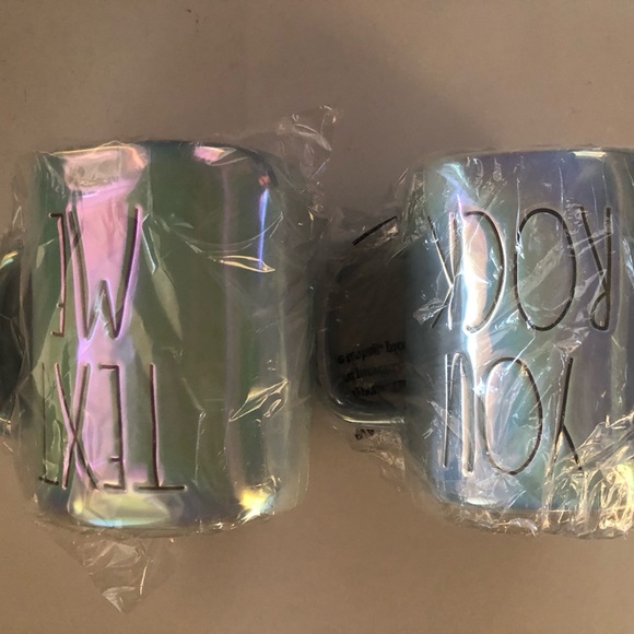 RAE DUNN 2PACK MUG SET IN BLUE Text Me & You Rock - Picture 2 of 5